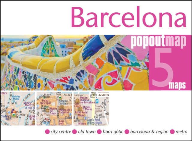 Barcelona PopOut Map: Pocket size, pop up map of Barcelona city centre