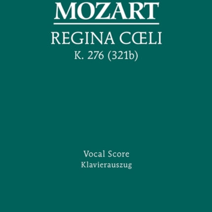 Regina Coeli, K.276 / 321b: Vocal score