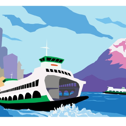 Seattle Puget Sound Ferries Art Print 11x14