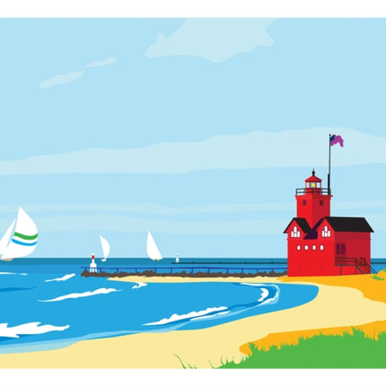 Michigan Lighthouse Art Print 11x14