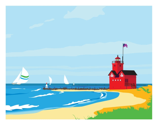 Michigan Lighthouse Art Print 11x14