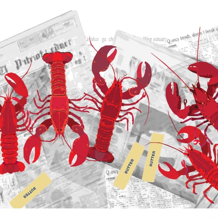 New England Lobsters on Newspaper Art Print 11x14