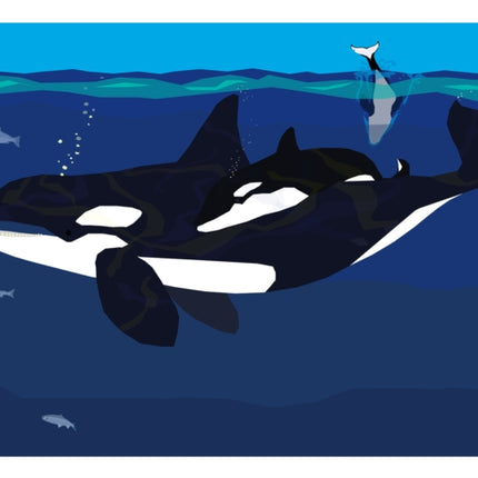 Puget Sound Orca Mother and Baby Art Print 11x14
