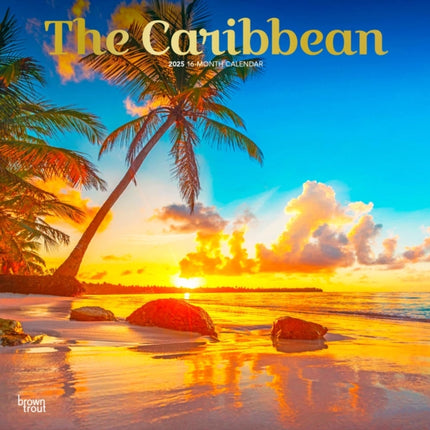 The Caribbean 2025 12 X 24 Inch Monthly Square Wall Calendar Foil Stamped Cover PlasticFree