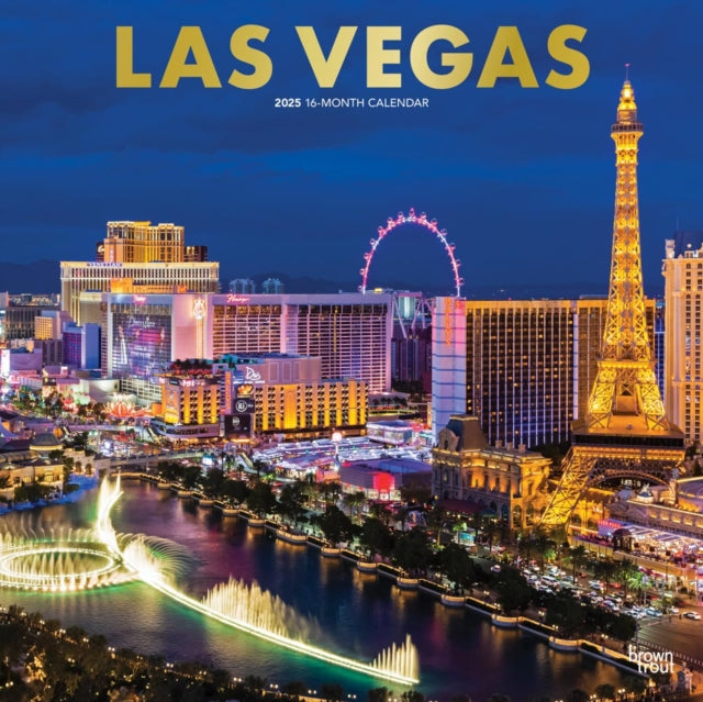 Las Vegas 2025 12 X 24 Inch Monthly Square Wall Calendar Foil Stamped Cover PlasticFree