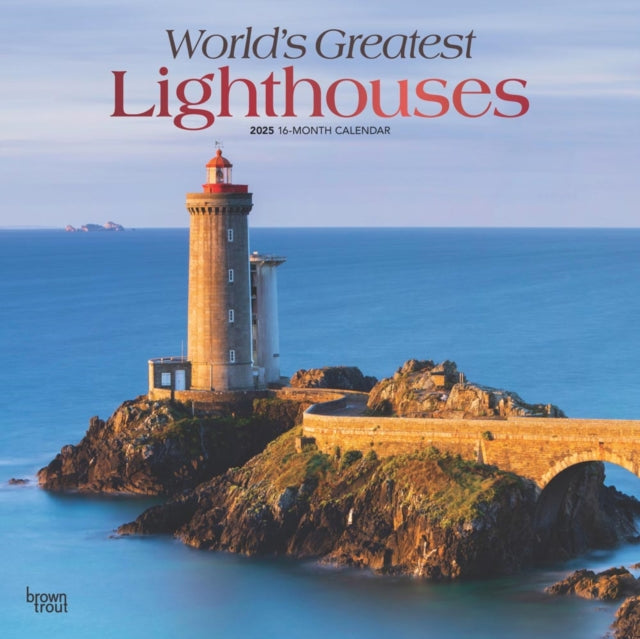 Worlds Greatest Lighthouses 2025 12 X 24 Inch Monthly Square Wall Calendar Foil Stamped Cover PlasticFree