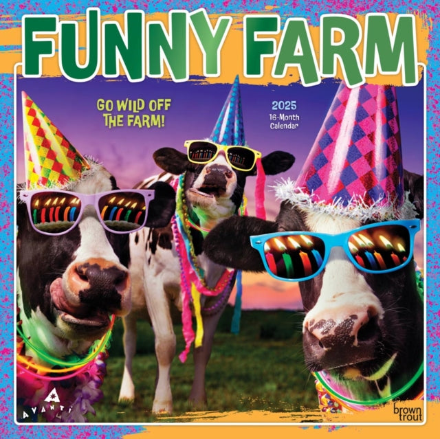 Avanti Funny Farm Official 2025 12 X 24 Inch Monthly Square Wall Calendar Foil Stamped Cover PlasticFree