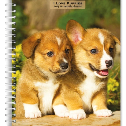 I Love Puppies 2025 6 X 7.75 Inch SpiralBound WireO Weekly Engagement Planner Calendar New FullColor Image Every Week