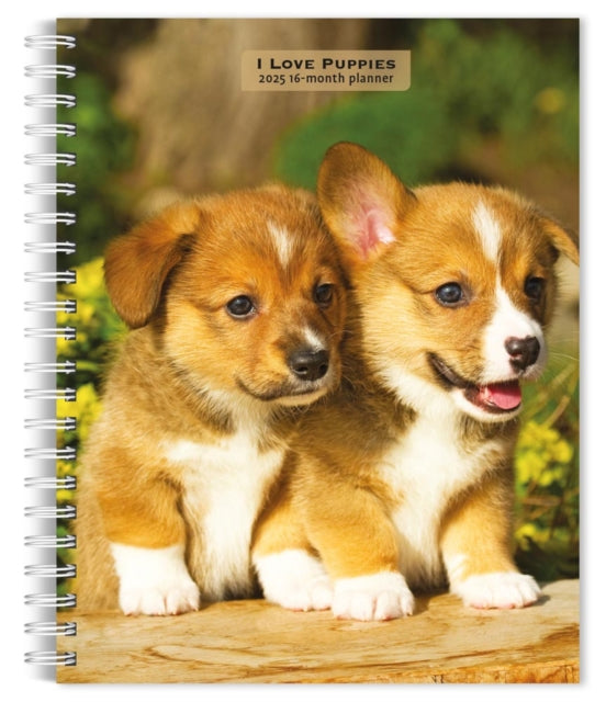 I Love Puppies 2025 6 X 7.75 Inch SpiralBound WireO Weekly Engagement Planner Calendar New FullColor Image Every Week