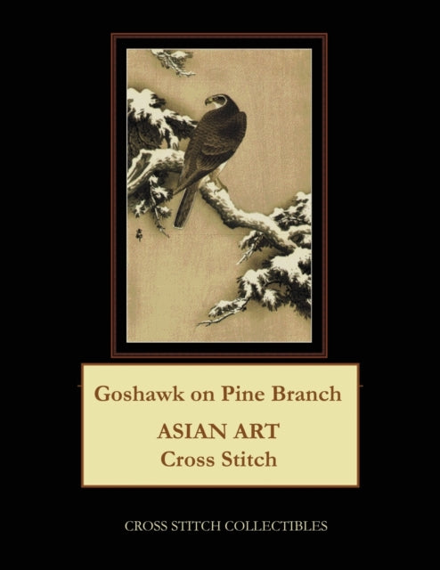 Goshawk on Pine Branch: Asian Art Cross Stitch Pattern