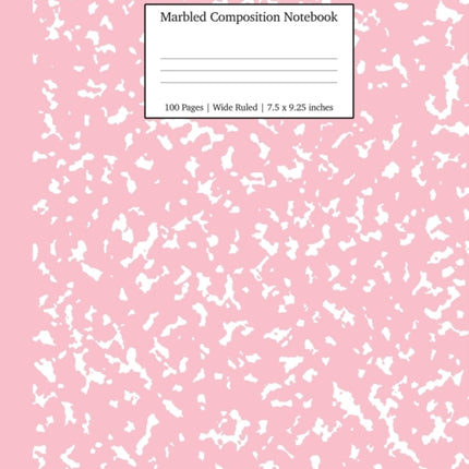 Marbled Composition Notebook: Pink Marble Wide Ruled Paper Subject Book