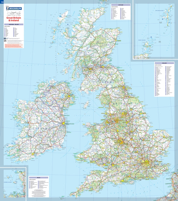 Great Britain & Ireland - Michelin rolled & tubed wall map Encapsulated: Wall Map