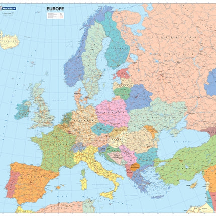 Europe Political - Michelin rolled & tubed wall map Encapsulated: Wall Map