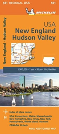 New England, Hudson Valley - Michelin Regional Map 581