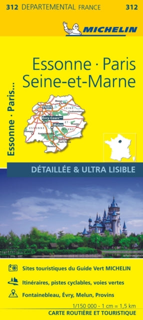 Essonne, Paris, Seine-et-Marne - Michelin Local Map 312