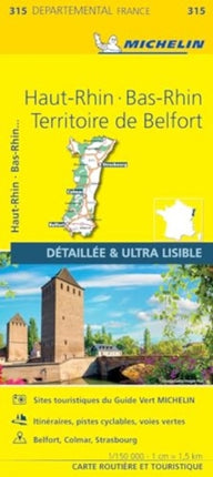 Bas-Rhin, Haut-Rhin, Territoire de Belfort - Michelin Local Map 315: Map