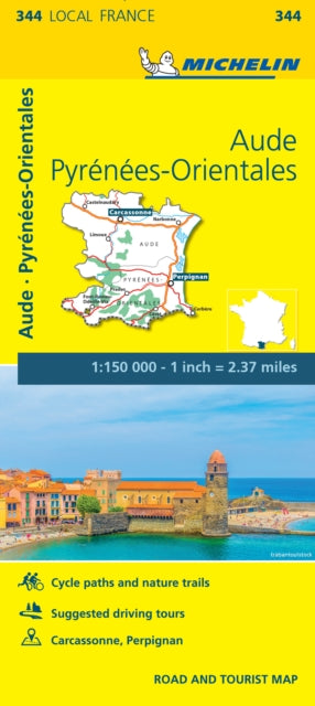 Aude, Pyrenees-Orientales - Michelin Local Map 344: Map