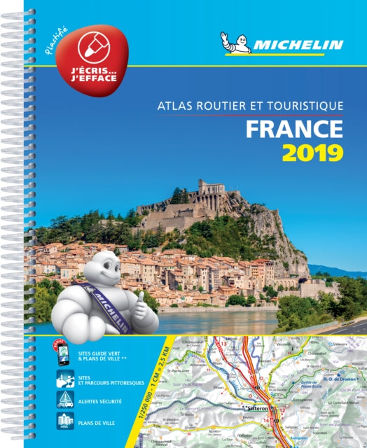 France 2019 Tourist  Motoring Atlas A4 Laminated Spiral