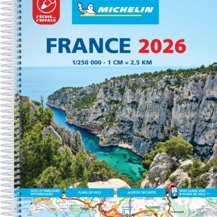 France 2026  Tourist  Motoring Atlas Laminated Spiral