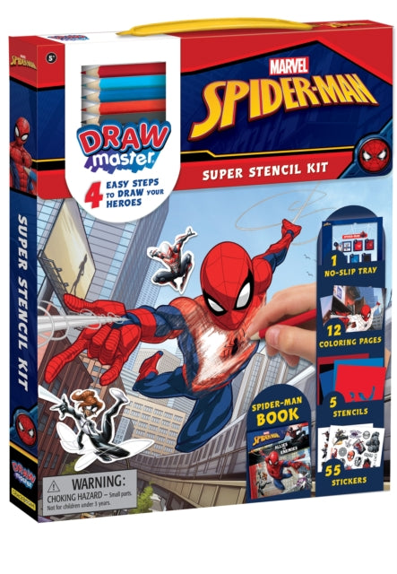 Drawmaster Marvel SpiderMan Super Stencil Kit 4 Easy Steps to Draw Your Heroes