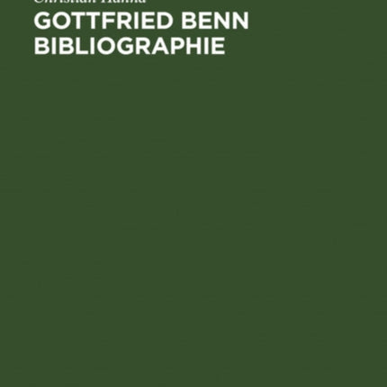 Gottfried Benn Bibliographie Sekundrliteratur 19572003
