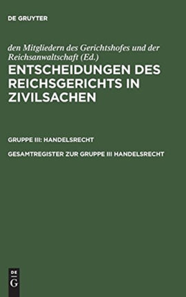 Gesamtregister Zur Gruppe III Handelsrecht