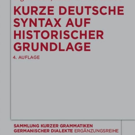 Kurze deutsche Syntax auf historischer Grundlage