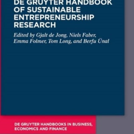 De Gruyter Handbook of Sustainable Entrepreneurship Research