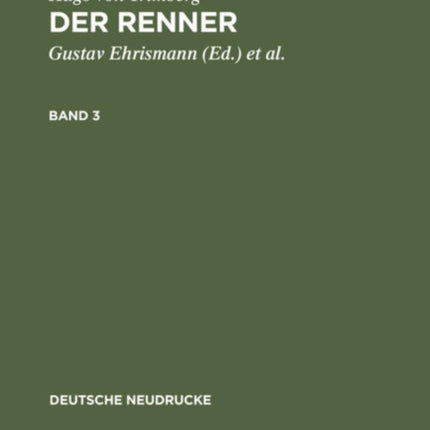 Hugo Von Trimberg: Der Renner. Band 3