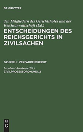 Entscheidungen des Reichsgerichts in Zivilsachen, Zivilprozessordnung, 2