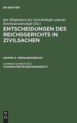 Entscheidungen des Reichsgerichts in Zivilsachen, Zwangsversteigerungsgesetz