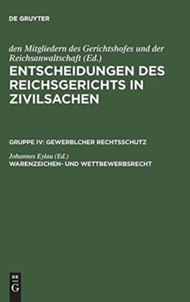 Entscheidungen des Reichsgerichts in Zivilsachen, Warenzeichen- und Wettbewerbsrecht