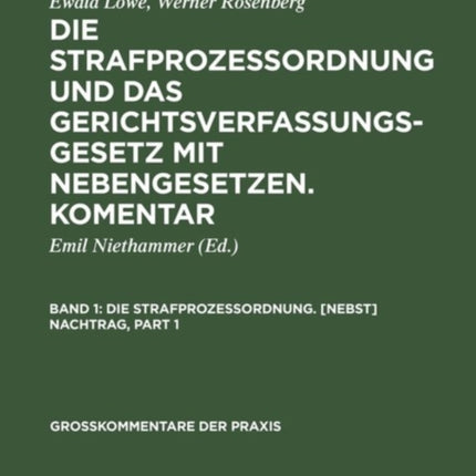 Die Strafprozessordnung. [Nebst] Nachtrag
