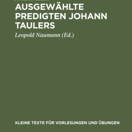 Ausgewählte Predigten Johann Taulers