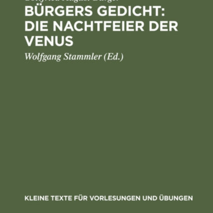 Bürgers Gedicht: Die Nachtfeier Der Venus