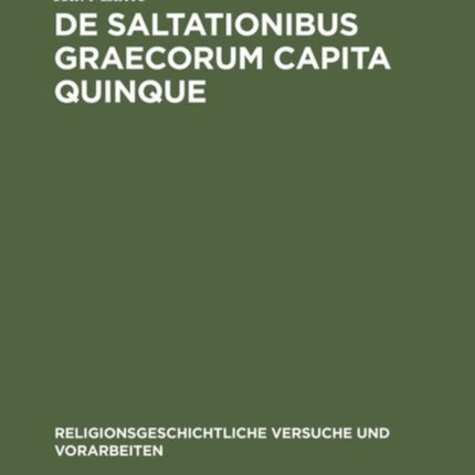 De saltationibus Graecorum capita quinque