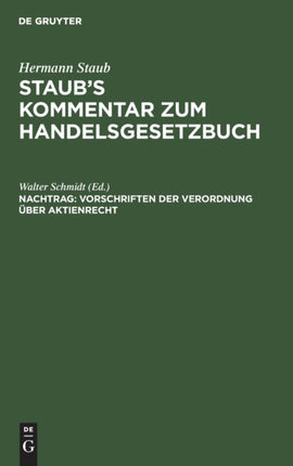 Vorschriften Der Verordnung Über Aktienrecht: Vom 19. Sept. 1931