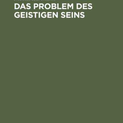 Das Problem des geistigen Seins