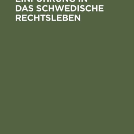 Einführung in das schwedische Rechtsleben