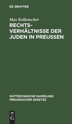 Rechtsverhältnisse Der Juden in Preußen