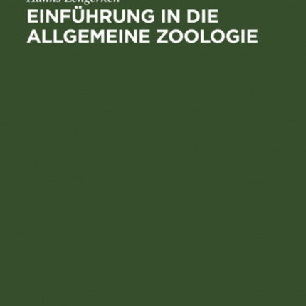 Einführung in die allgemeine Zoologie