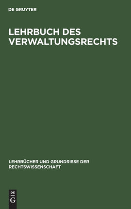 Lehrbuch Des Verwaltungsrechts