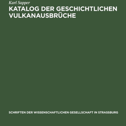 Katalog Der Geschichtlichen Vulkanausbrüche