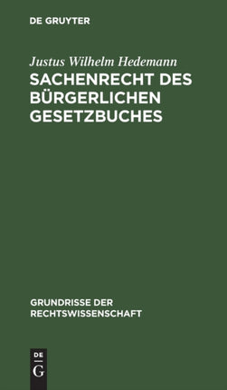 Sachenrecht Des Bürgerlichen Gesetzbuches