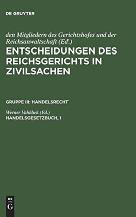 Entscheidungen des Reichsgerichts in Zivilsachen, Handelsgesetzbuch, 1