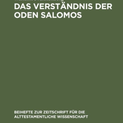 Das Verständnis Der Oden Salomos