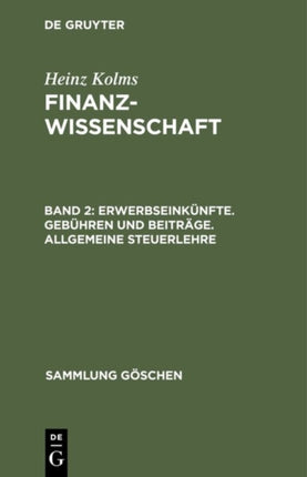 Erwerbseinkünfte. Gebühren und Beiträge. Allgemeine Steuerlehre
