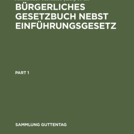 Bürgerliches Gesetzbuch Nebst Einführungsgesetz: Mit Einleitung, Anmerkungen Und Sachregister