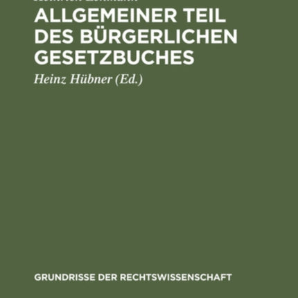 Allgemeiner Teil Des Bürgerlichen Gesetzbuches