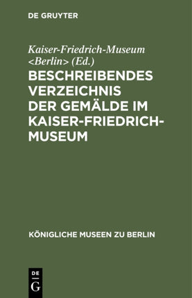 Beschreibendes Verzeichnis der Gemälde im